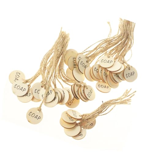Homoyoyo 50 Stück Runde Weinflaschenanhänger aus Holz DIY Hängende tags Beige Plaque für Hochzeiten Partydekoration Vielseitige Flaschenetiketten mit Buchstaben von Homoyoyo