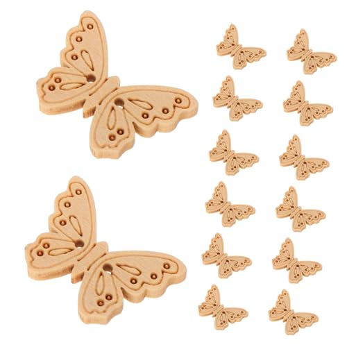 Homoyoyo 50 Stück Schmetterlings Holzknöpfe DIY Nähknöpfe für Kleidung Bastelprojekte Puppen und Accessoires Einfache Anwendung mit Design Vielseitig Einsetzbar von Homoyoyo