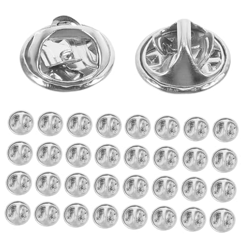 Homoyoyo 50 Stück Silberne Metall Broschen Verschlüsse für Anstecknadeln Ersatz Pin Backs für Krawatten Abzeichen und Schmuck von Homoyoyo