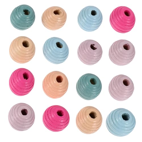 Homoyoyo 50 Stück Teiliges Bunte Holzperlen Rund für DIY Schmuck Armband Halskette Kreative Bastelperlen für Schmuckherstellung von Homoyoyo