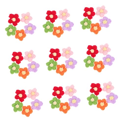 Homoyoyo 50 Stück Teiliges Handgefertigte Gehäkelte Blumenapplikationen aus Garn Vielseitig Einsetzbar für Kleidung Hüte Haaraccessoires DIY nähprojekte und Partydekorationen Farbenfrohe von Homoyoyo