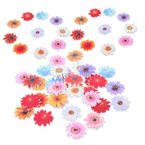 Homoyoyo 50 Stück Teiliges Holzknöpfe in Blumenform Handbemalte Vintage Knöpfe für DIY Bastelprojekte Bunte Holzknöpfe zum Nähen an Kleidung Taschen Hüten und Puppen Langlebige Dekoknöpfe von Homoyoyo