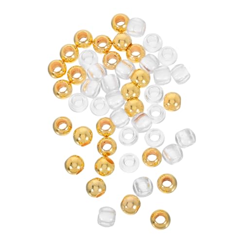 Homoyoyo 50 Stück Teiliges Transparente und Goldene Großlochperlen für DIY Schmuckherstellung Armbänder Halsketten und Haarflechtzubehör Langlebig Vielseitig und Einfach zu Fädeln von Homoyoyo