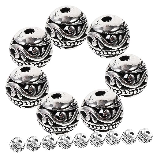 Homoyoyo 50 Stück Vintage Legierungsperlen für Schmuckherstellung Rundperlen für Armbänder und DIY Handwerk für Kreative Projekte und von Homoyoyo