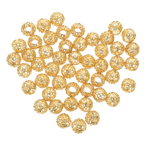 Homoyoyo 50 Stück kleine Hohlperlen Perlen für Armbänder Perlen für Schmuckhersteller Halskette Loch Spacer Perlen für die Herstellung von Armbändern Bastelperlen mit Löchern Kupfer Golden von Homoyoyo