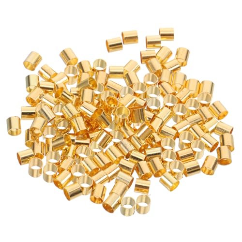 Homoyoyo 500 Stück Positionierungsrohr aus Kupfer Schnur-Crimp-Endspitzen Bandende Verschlussspitzen Armband -Endkappen Karabinerverschlüsse Quetschperlen für die Schmuckherstellung Golden von Homoyoyo