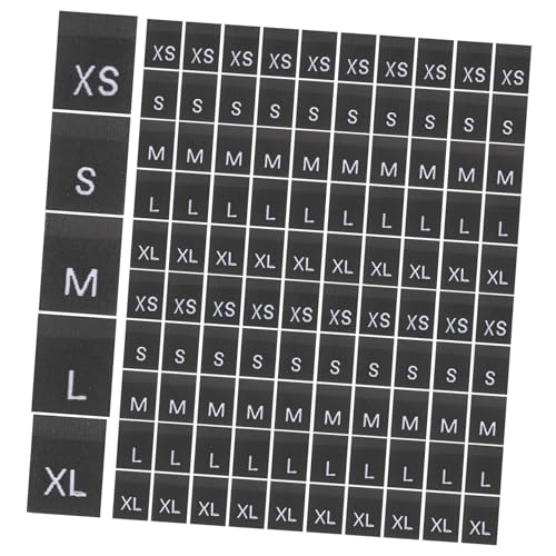 Homoyoyo 500 Stück Waschbare Gewebte Größenetiketten für Kleidung Vielseitig Einsetzbare Textilgrößenlabels für Kleidung Schuhe Taschen Klare Drucke Stabile Anbringung Schwarze Xs Xl von Homoyoyo