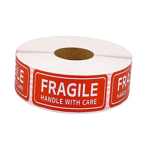 Homoyoyo 500Stücke Fragile Aufkleber mit Pflegeetiketten Selbstklebende Warnaufkleber für Versandverpackung Stark Haftend für Karton von Homoyoyo