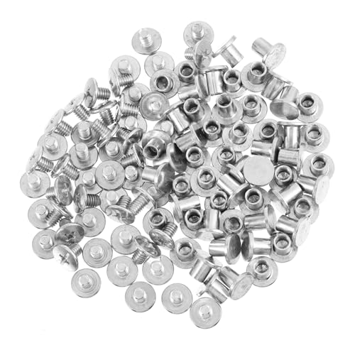 Homoyoyo 50Sätze Buchschrauben für DIY Leder Dekoration Rostfrei Tragbar Einfache Installation für Handtaschen Gürtelenden von Homoyoyo