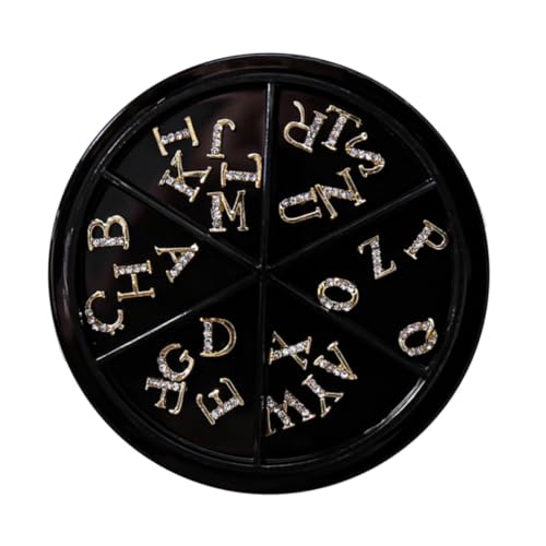 Homoyoyo 52 Stück Teiliges Buchstaben Nagelschmuck aus Legierung mit Funkelnden Strasssteinen DIY Maniküre Nail Art Dekorationen für Kreative Stilvolle Nagelgestaltung zu Hause Salon von Homoyoyo