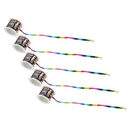 Homoyoyo 5Rollen DIY Paillettenband À Flache Sequins Schnur für Kleidung Stirnbänder und Bastelprojekte Hochwertige und Langlebige Verzierung für Designs Farbvielfalt von Homoyoyo