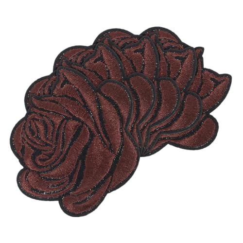 Homoyoyo 5Stücke Braune Rosenblumen Aufnäher Stickereien Zum Aufbügeln Für Kleidung Taschen Rucksäcke Jacken Und Jeans Dekorative Flicken Für Stoffreparaturen von Homoyoyo