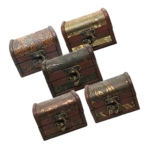 Homoyoyo 5Stücke Kleine Schmuckschatulle Holz Vintage Schmuckbehälter im Retro Design zur Aufbewahrung von Ohrringen Ringen Kleinen Accessoires Dekorativer Organizer von Homoyoyo