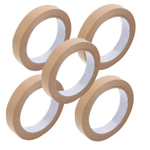 Homoyoyo 5Stücke Kraftpapier Klebeband Selbstklebendes Teiliges Gummiband Umweltfreundliches Beschreibbares für Verpackungen für DIY Projekte von Homoyoyo