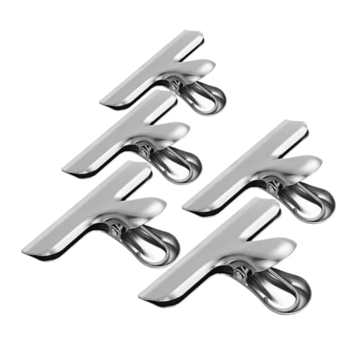 Homoyoyo 5Stücke Lebensmittelbeutel Clips Luftdichte Verschlussklammern für Snacks Brotbeutel Wiederverwendbare Clips für Büro Zuhause Rostfreies Material Silber von Homoyoyo