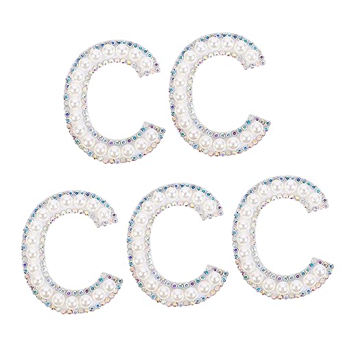 Homoyoyo 5Stücke Perlen Alphabet Patches Aufbügelbare Applikationen mit Glitzer und Strass für DIY Kleidung Taschen Hüte und Bastelprojekte Einzigartige Dekoration von Homoyoyo