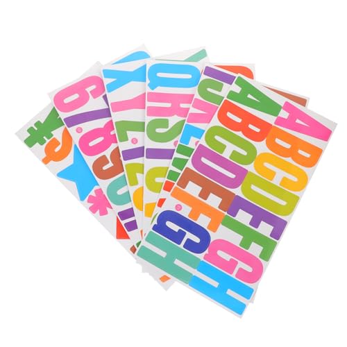 Homoyoyo 6 Blätter Buchstabenaufkleber Dekorationsnummernaufkleber bunt Buchstaben-Zahlen-Aufkleber aufkleber buchstaben Farbe selbstklebende Briefkastennummern Tischnummernaufkleber Papier von Homoyoyo