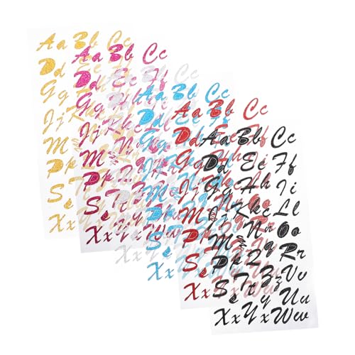 Homoyoyo 6 Blätter Glitzernde Buchstaben Zahlenaufkleber Kleine Selbstklebende Sticker für DIY Scrapbooking Grußkarten Flaschen Handyhüllen Vielseitig Kombinierbar und Langlebig von Homoyoyo
