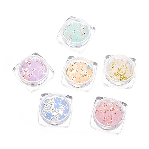 Homoyoyo 6 Boxen Nail Art Charms Blumen Resin Nageldekorationen Boxen Farbwechsel Schmuck Nagelkunst für Damen DIY Nageldesign von Homoyoyo