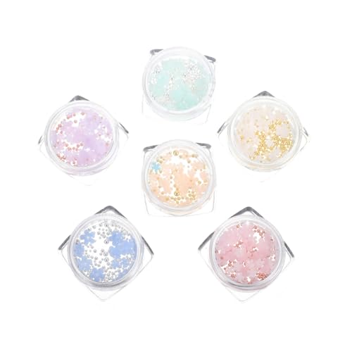 Homoyoyo 6 Boxen Nail Charms mit Blüten Lichtempfindliche Nageldekorationen für Nail Art DIY Bunte Manicure Accessories Sicher und Langlebig für Alltag und Geschenke von Homoyoyo