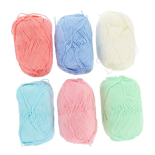 Homoyoyo 6 Rollen Baumwollgarn zum Stricken und Basteln Mitteldickes DIY Häkelgarn für Dekoration Bequeme Flexible Baumwollkordel Geeignet für Heimdeko und Schmuckherstellung von Homoyoyo