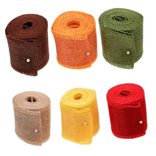 Homoyoyo 6 Rollen Breites Sackleinenband mit Drahtkante für Kreative Weihnachtsdekoration Langlebiges Diy Geschenkband Verschiedenen Farben für Kränze und Bastelprojekte von Homoyoyo