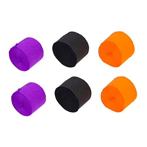 Homoyoyo 6 Rollen Halloween Krepppapier Deko Kreppbänder Dunkelviolett Schwarz Orange DIY Party Hängedekoration für Halloween Bastelmaterial für Girlanden Blumen Tischläufer Wandgestaltung von Homoyoyo