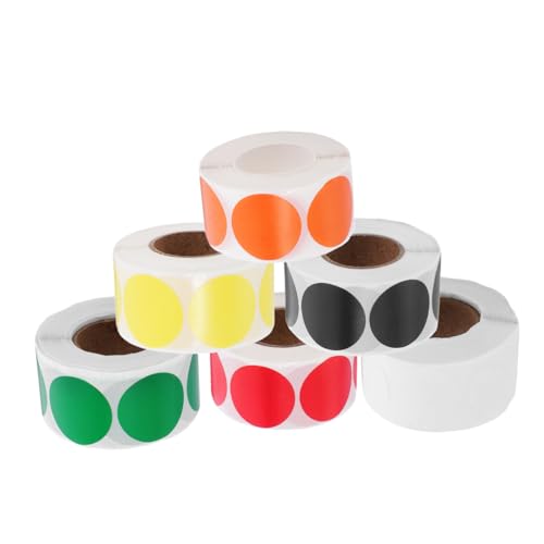 Homoyoyo 6 Rollen Klebrige Dot Sticker Bunte Selbstklebende Etiketten für Kreative Dekoration für Schule DIY und Aufbewahrung Praktische Kennzeichnung und Farbkodierung von Homoyoyo