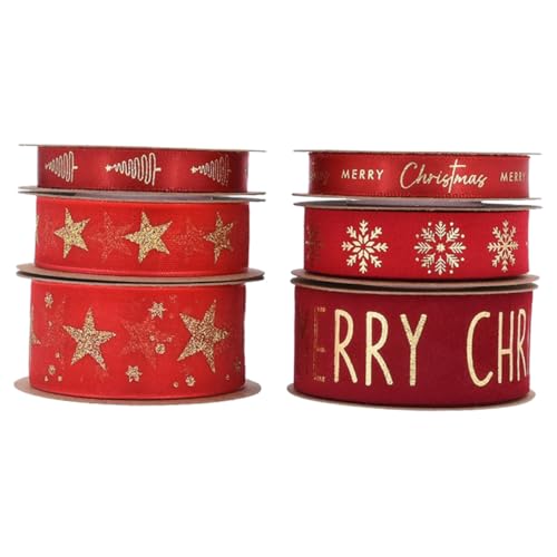 Homoyoyo 6 Rollen Rotes Satinband Zum Verpacken Von Weihnachtsgeschenken, Breites Metallisches Glitzerband Für Obstgeschenkboxen, Feiertagsdekorationen, Weihnachtspartys, Homoyoyo 6 Rollen Rotes Satinband Zum Verpacken Von Weihnachtsgeschenken, Breites Metallisches Glitzerband Für Obstgeschenkboxen, Feiertagsdekorationen, Weihnachtspartys, von Homoyoyo