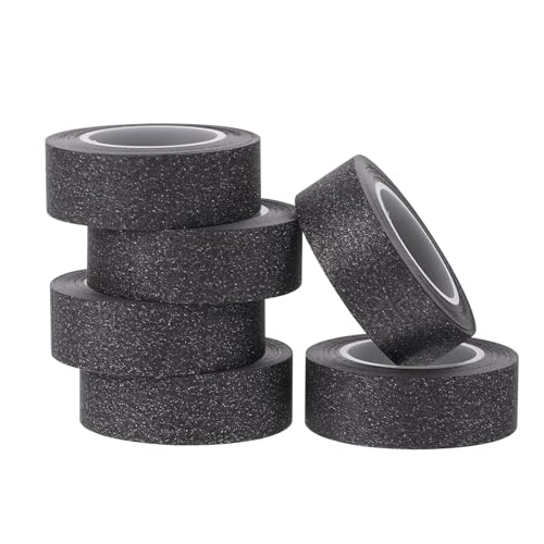 Homoyoyo 6 Rollen Schwarzes Glitzerpapier Klebeband DIY Washi Tape für Scrapbooking Kunsthandwerk und Dekoration pro Rolle für Kreative Projekte und Einladungen von Homoyoyo
