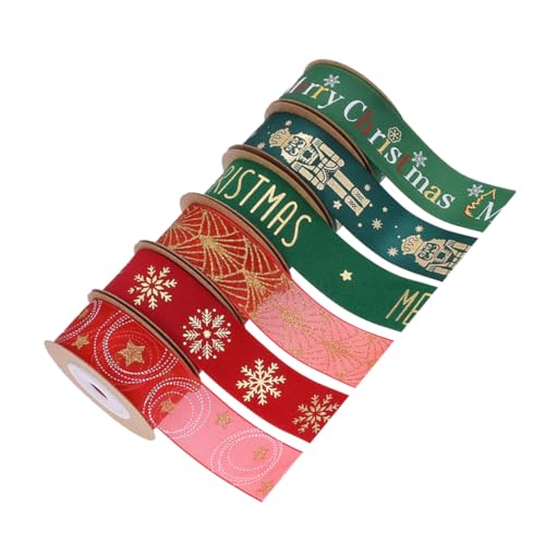 Homoyoyo 6 Rollen Teiliges Breit mit Drahtrand Vielseitige Geschenkverpackungs Bastelbänder für Weihnachtsbaum Kränze Partydekoration und DIY Haarschleifen von Homoyoyo