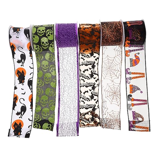 Homoyoyo 6 Rollen Teiliges Halloween Geschenkband Polyester Drahtrand Bänder mit Glatter Oberfläche Kreative Diy Bastelbänder für Girlanden Geschenkverpackung und Partydekoration Flexibel Homoyoyo 6 Rollen Teiliges Halloween Geschenkband Polyester Drahtrand Bänder mit Glatter Oberfläche Kreative Diy Bastelbänder für Girlanden Geschenkverpackung und Partydekoration Flexibel von Homoyoyo