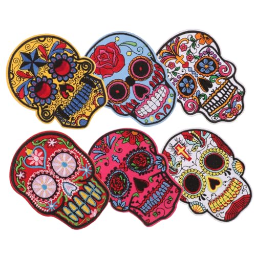 Homoyoyo 6 Stück Bestickte Totenkopf Aufnäher zum Aufbügeln Bunte Halloween Patches für DIY Kleidung Dekoration Vielseitige Bügelflicken für Jacken Kreative Textilapplikationen Homoyoyo 6 Stück Bestickte Totenkopf Aufnäher zum Aufbügeln Bunte Halloween Patches für DIY Kleidung Dekoration Vielseitige Bügelflicken für Jacken Kreative Textilapplikationen von Homoyoyo