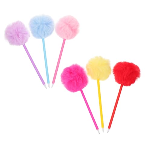 Homoyoyo 6 Stück Bunte Plüsch-kugelschreiber mit Weichem Griff Niedliche Pom Pom Stifte für Schule Büro Schreibbedarf Kreative Spaßige Stifte für Mädchen Frauen von Homoyoyo