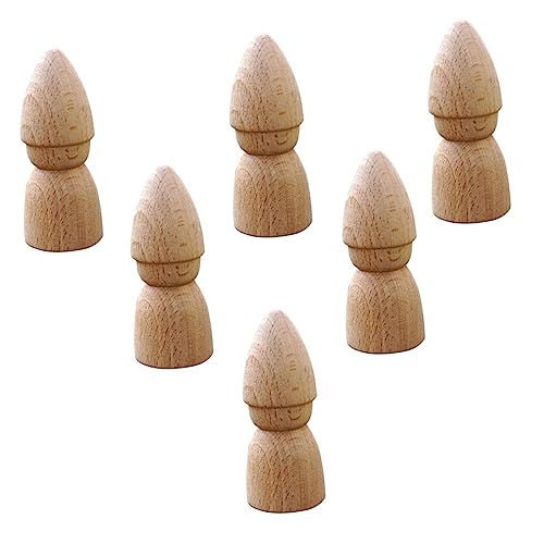 Homoyoyo 6 Stück DIY Holzpuppen Unvollendete Figuren zum Bemalen für Kreative Holzstifte für Bastelprojekte Sicher und Handlich für Individuelles Design und Spielzeuggestaltung von Homoyoyo