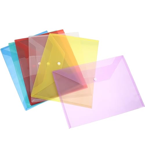 Homoyoyo 6 Stück Dokumentenmappe Transparente Kunststoffordner mit Druckknopfverschluss Praktische Datei Organizer für Büro und Zuhause Große Kapazität Leicht und Robust von Homoyoyo