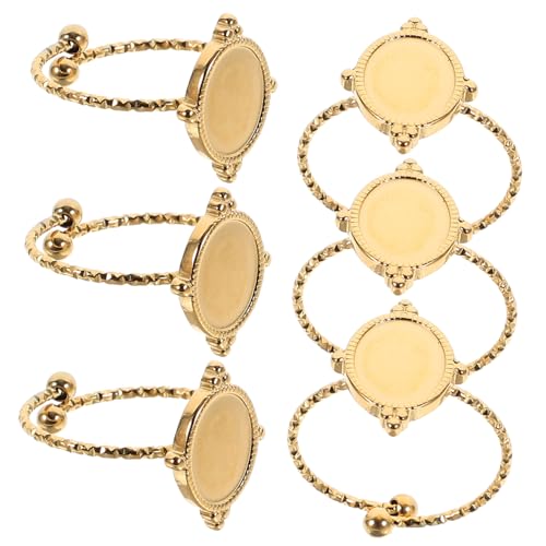 Homoyoyo 6 Stück Einstellbare Ringrohlinge mit Flacher Basis für DIY Schmuckherstellung Verstellbare Fingerringe Kreative Bastelringe für Ringkreationen von Homoyoyo