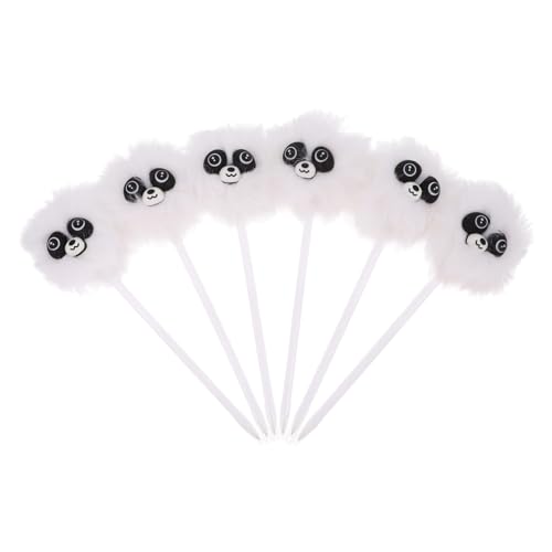 Homoyoyo 6 Stück Flauschige Kugelschreiber mit Augen puschel Niedliche Schwarze Stifte für Schüler Schreib Doodle stifte für Schule Büro Geschenk von Homoyoyo