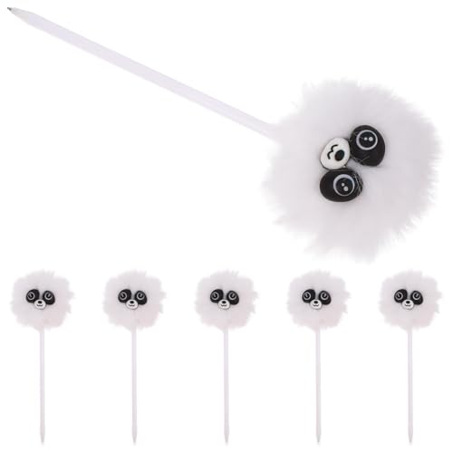 Homoyoyo 6 Stück Niedliche Schwarze Kugelschreiber mit Flauschigem Puschel und Augen design Sanfter Tintenfluss Vielseitig Einsetzbar für Schreiben Zeichnen und Dekoration Geschenk für von Homoyoyo