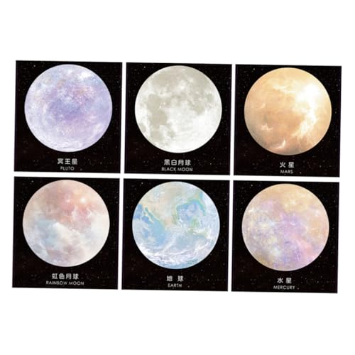 Homoyoyo 6 Stück Runde Planet Haftnotizen Bunte Selbstklebende Memo Pads für Schule Bürobedarf Vielseitig Einsetzbar Farbcodiert Notizpapier von Homoyoyo