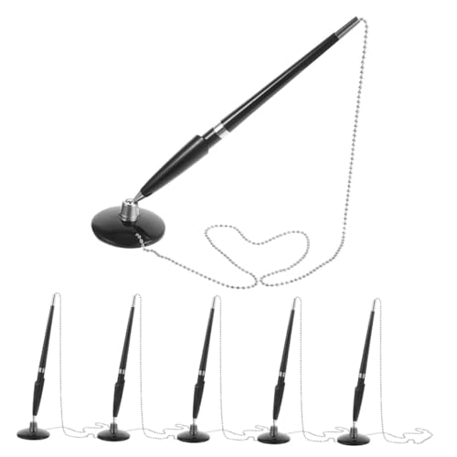 Homoyoyo 6 Stück Schwarze Kugelschreiber mit Sicherer Kette und Selbstklebendem Stifthalter Drehbar Diebstahl Counter Stift für Büro Empfang Schule Bank Professionelles Schreibgerät Homoyoyo 6 Stück Schwarze Kugelschreiber mit Sicherer Kette und Selbstklebendem Stifthalter Drehbar Diebstahl Counter Stift für Büro Empfang Schule Bank Professionelles Schreibgerät von Homoyoyo