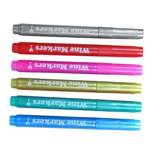 Homoyoyo 6 Stück Teiliges Abwaschbare Bunte Marker Stifte für Wein und Trinkgläser Kunststoff Paint Pens für Keramik für Kreative Malprojekte von Homoyoyo