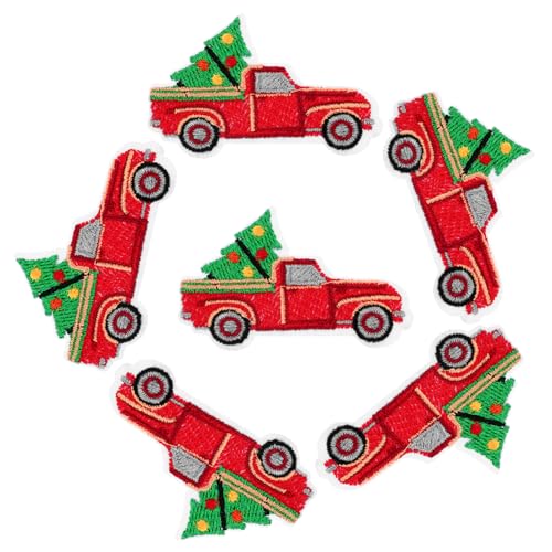 Homoyoyo 6 Stück Teiliges Bestickte Weihnachtsbaum Bügelaufnäher Wiederverwendbare DIY Kleidung Patches Langlebige Eisen Applikationen für Taschen Hüte Pullover zum Reparieren und Verzieren von Homoyoyo
