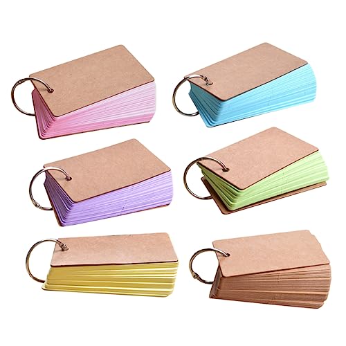 Homoyoyo 6 Stück Teiliges Bunte Karteikarten mit Binder Ring Kraftvolles Papier Leicht Nachfüllbar DIY Lernkarten für Schule Büro Zuhause Praktische Vokabelkarten zum Beschriften und von Homoyoyo