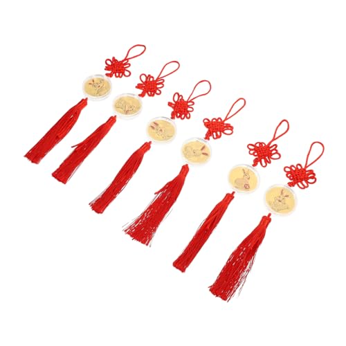Homoyoyo 6 Stück Teiliges Chinesisches Knotentassel Autoanhänger Farbenfrohe Neujahrsdekoration mit Glückssymbolen Traditioneller Chinesischer Stil Langlebiges Festival Ornament für von Homoyoyo