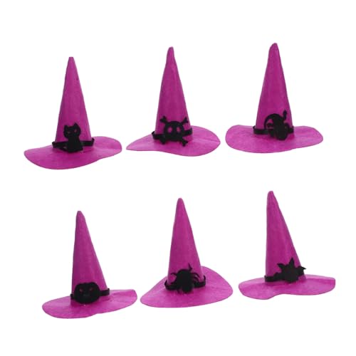 Homoyoyo 6 Stück Teiliges Filz Witch Hats für DIY Basteln Hüte in Designs Spinne Katze Kürbis Weiche Filzmaterialien Wiederverwendbar für Halloween Party Kostüm und Gruppenaktivitäten von Homoyoyo
