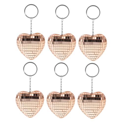 Homoyoyo 6 Stück Teiliges Herzförmige Disco Kugel Schlüsselanhänger Spiegel Ball Anhänger Kreatives Design Vielseitig als Taschenanhänger Geschenkidee für Party Dekoration und Alltag von Homoyoyo