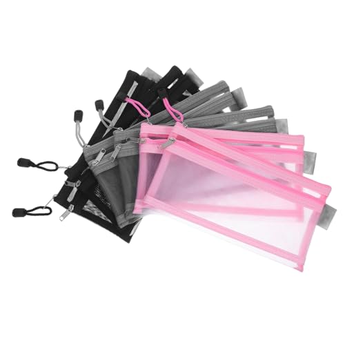 Homoyoyo 6 Stück Teiliges Mesh Federmäppchen Doppellagig Nylon Reißverschluss Organizer Tasche Transparent Vielseitig für Schule Büro Kosmetikaufbewahrung von Homoyoyo