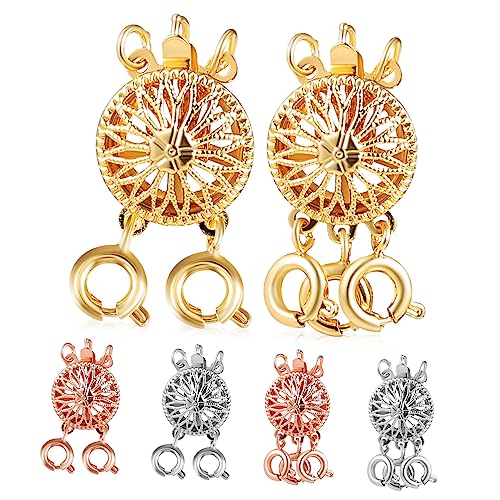 Homoyoyo 6 Stück Teiliges Metall Schmuckverschlüsse Mehrreihige Kettenverbinder Zarte Sonnenblumen Designs Weiß Gold Roségold Langlebig Einfach zu Bedienen für Schmuckherstellung und von Homoyoyo
