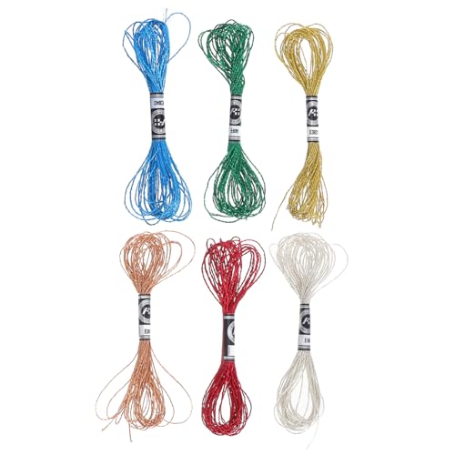 Homoyoyo 6 Stück Teiliges Metallic Stickgarn Buntes Glänzendes Stickgarn für Handstickerei Kreuzstich und Freundschaftsbänder Vielseitiges DIY-nähgarn für Anfänger und Profis von Homoyoyo